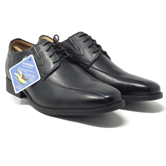 Clarks Whiddon Pace Black Leather Oxford Size 12W - Picture 2 of 9